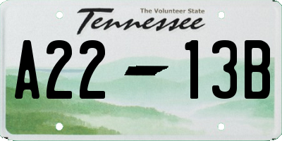 TN license plate A2213B