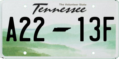 TN license plate A2213F