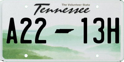 TN license plate A2213H