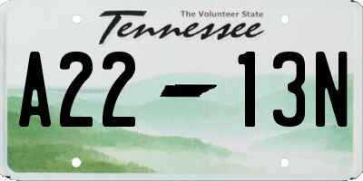 TN license plate A2213N
