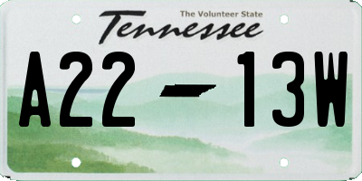 TN license plate A2213W