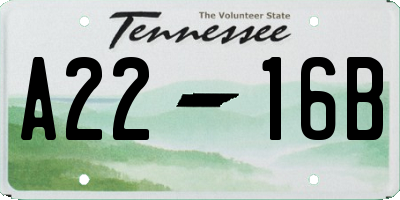 TN license plate A2216B