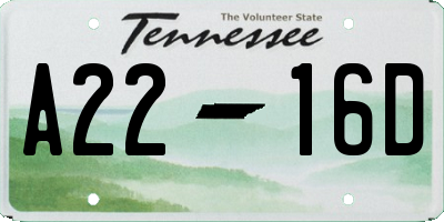 TN license plate A2216D