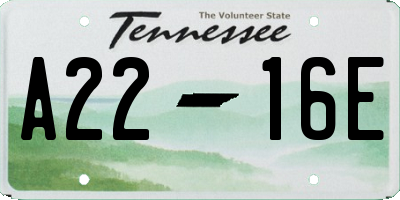 TN license plate A2216E