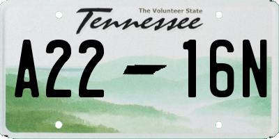 TN license plate A2216N