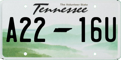 TN license plate A2216U
