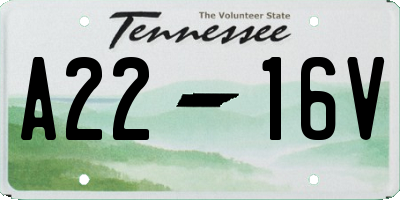 TN license plate A2216V