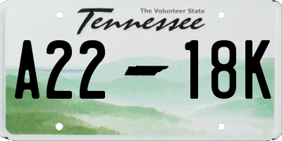 TN license plate A2218K