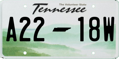 TN license plate A2218W