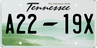 TN license plate A2219X