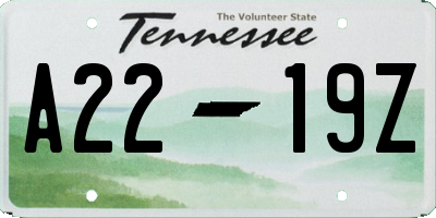 TN license plate A2219Z