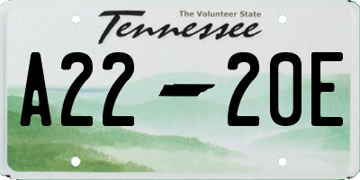 TN license plate A2220E
