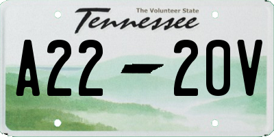 TN license plate A2220V