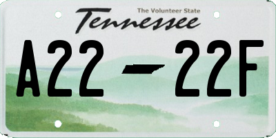 TN license plate A2222F