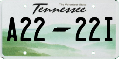 TN license plate A2222I