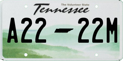 TN license plate A2222M