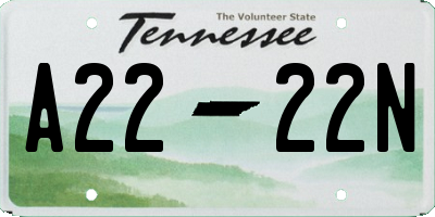 TN license plate A2222N