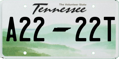 TN license plate A2222T