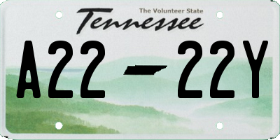 TN license plate A2222Y
