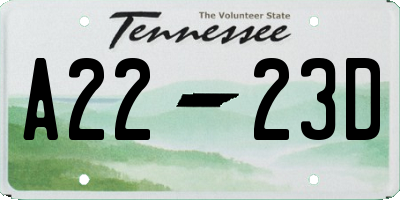TN license plate A2223D