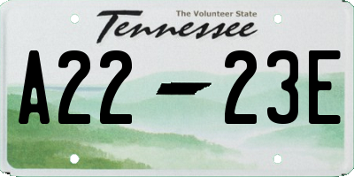 TN license plate A2223E