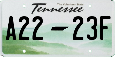 TN license plate A2223F