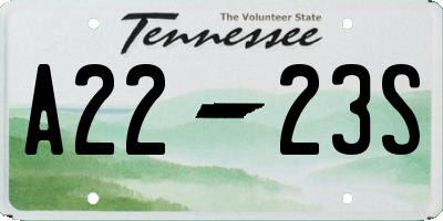 TN license plate A2223S