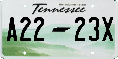 TN license plate A2223X