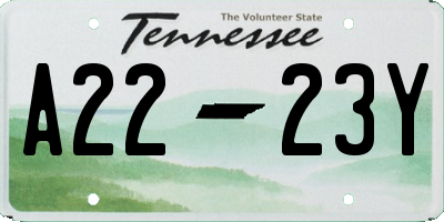 TN license plate A2223Y
