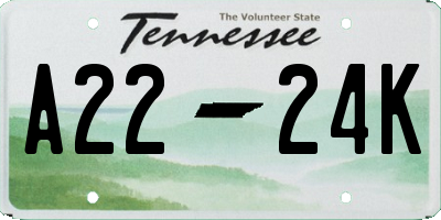 TN license plate A2224K