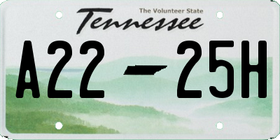 TN license plate A2225H