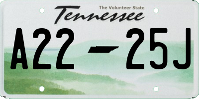 TN license plate A2225J