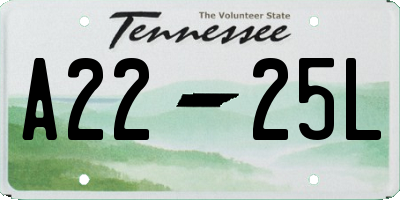 TN license plate A2225L