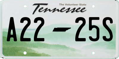 TN license plate A2225S