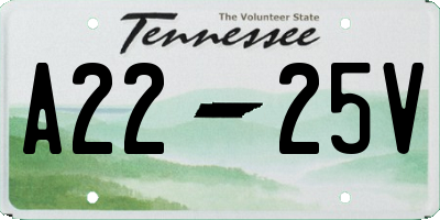 TN license plate A2225V