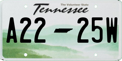 TN license plate A2225W