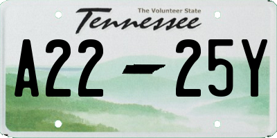 TN license plate A2225Y