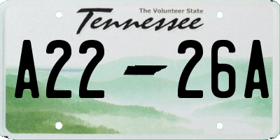 TN license plate A2226A