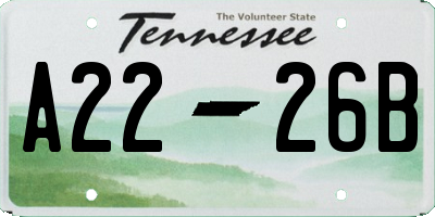 TN license plate A2226B