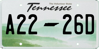 TN license plate A2226D