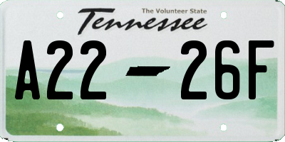 TN license plate A2226F