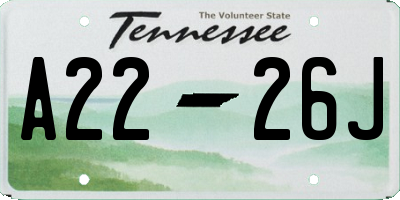 TN license plate A2226J