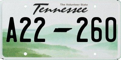 TN license plate A2226O