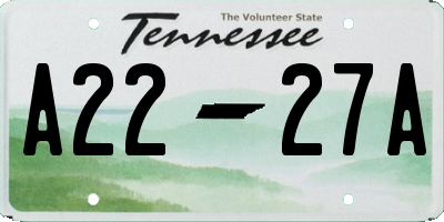 TN license plate A2227A