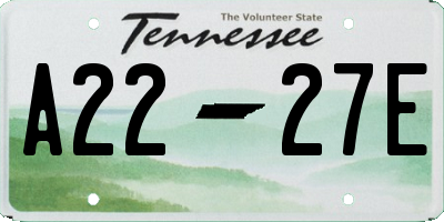 TN license plate A2227E