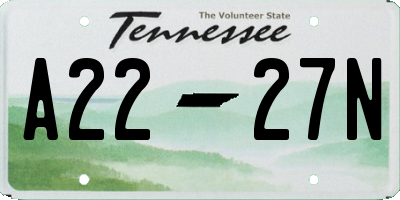 TN license plate A2227N