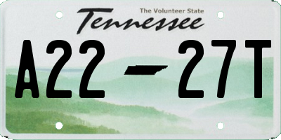 TN license plate A2227T