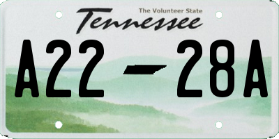 TN license plate A2228A