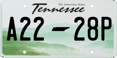 TN license plate A2228P