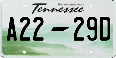 TN license plate A2229D